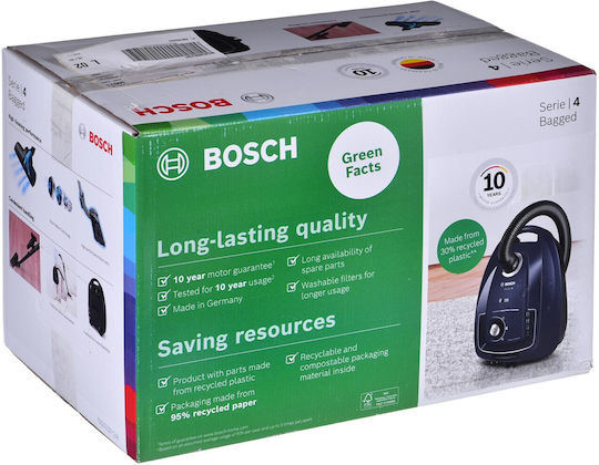 Bosch BGB38BU3H Ηλεκτρική Σκούπα 600W με Σακούλα 4lt Μπλε