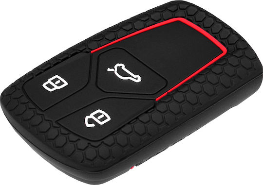 Silicone Car Key Cover Case with 3 Buttons for Audi Black