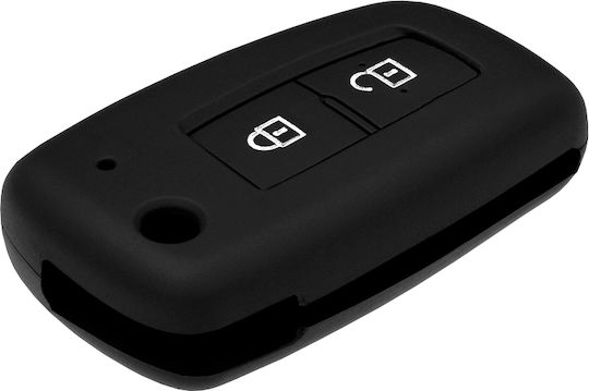 Θήκη Κλειδιού από Σιλικόνη με 2 Κουμπιά για Nissan Sunny, Pulsar, Juke σε Μαύρο Χρώμα