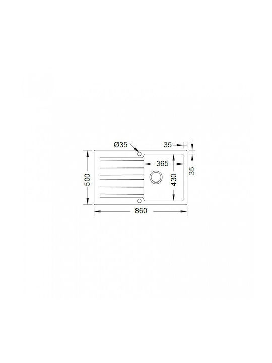 Duralit KS100 KS100-420 Drop-In Sink Synthetic Granite W86xD50cm Graphite