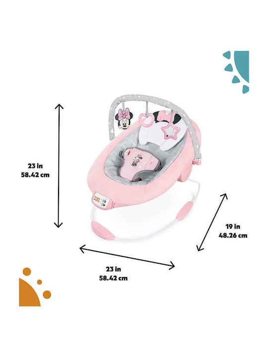 Bright Starts Електрически Релакс Бебе Minnie Mouse с Музика и Вибрация Rosy Skies за Дете до 9кг
