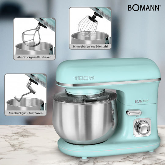 Bomann KM 6030 CB Stand Mixer 1100W with Stainless Bowl 5L Mint