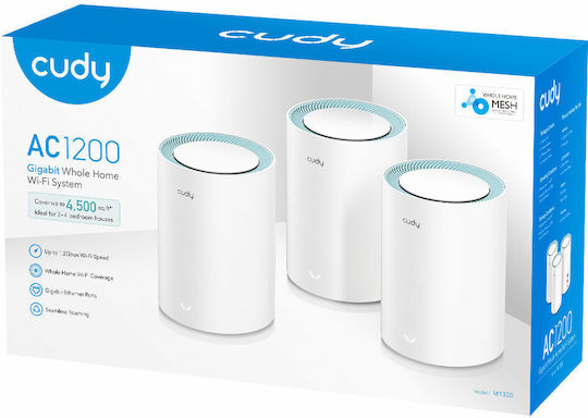 Cudy M1300 Zugangspunkt mit Mesh Wi‑Fi 5 Dualband (2,4 & 5 GHz) Dreifach-KIt