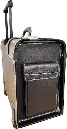 Artificial Leather Cosmetic Case Wheeled Silver H37xW43xD20cm