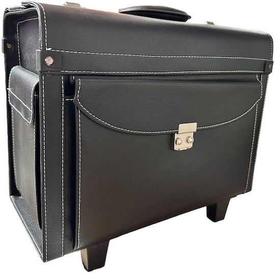Artificial Leather Cosmetic Case Wheeled Silver H37xW43xD20cm