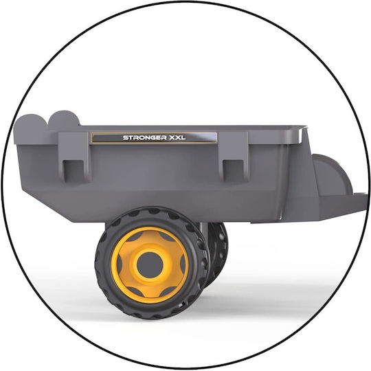 Tractor pentru copii Stronger XXL De la picior la podea cu caruta si pedala Gri