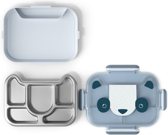 Monbento ΜΒ Wonder Πλαστικό Παιδικό Δοχείο Φαγητού 0.95lt Blue Panda 28.2 x 21.4 x 5.7εκ.