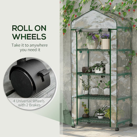 Outsunny Vertical Plant Seed Propagator with Metal Frame and Shelves 0.69x0.5x1.65m