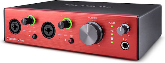 Focusrite Clarett+ 2Pre Εξωτερική Επαγγελματική Κάρτα Ήχου με Σύνδεση USB