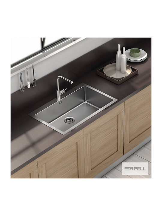 Apell Linear Plus Ένθετος Νεροχύτης Inox Σατινέ Μ75xΠ51cm Ασημί