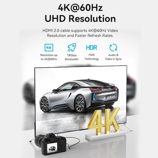 Vention HDMI 2.0 Premium High Speed 4K 60Hz HDR Cable Micro HDMI Male - HDMI Male 1m Black