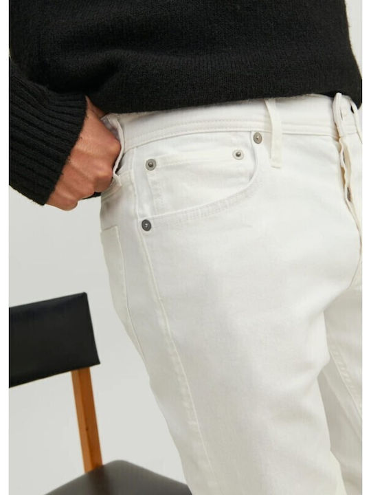 Men's Jeans Pants Elastic with Slim Fit White