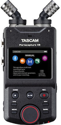 Tascam Portacapture X6 Многоканален Цифров Портативен Рекордер Батерия/Електричество за Запис на Карта Памет с Фантомно захранване и Захранване USB