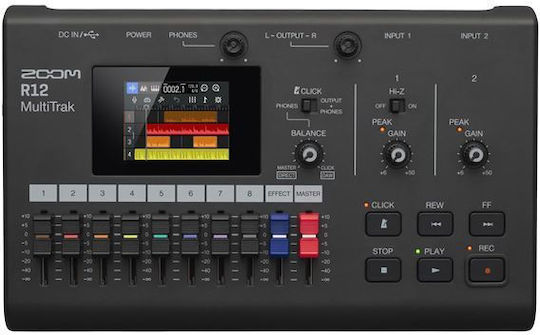 Zoom R12 Mehrkanalig Digitaler Tischrekorder Batterie zur Aufnahme auf Speicherkarte mit Phantom Power und USB-Stromversorgung