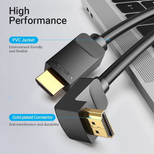 Vention HDMI 2.0 Premium High Speed 4K 60Hz HDR Angle (90°) HDMI Cable HDMI Male - HDMI Male 2m Black