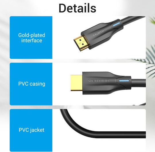 Vention HDMI 2.1 Ultra High Speed 48Gbps 4K 120Hz HDR VRR Cable HDMI Male - HDMI Male 3m Black