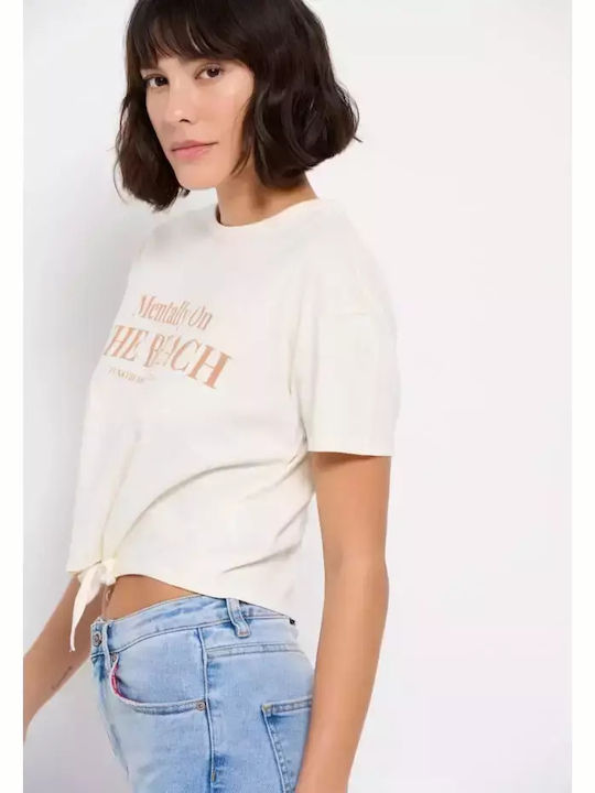 Funky Buddha Γυναικείο Crop Top Κοντομάνικο Καλοκαιρινό Λευκό