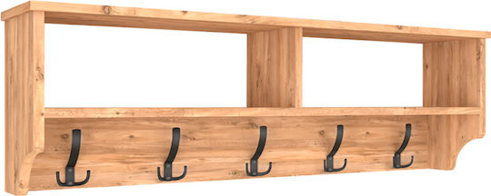 Megapap Wall Hanger Ottila Wooden 15 Hooks Pine Oak 120x22x37cm