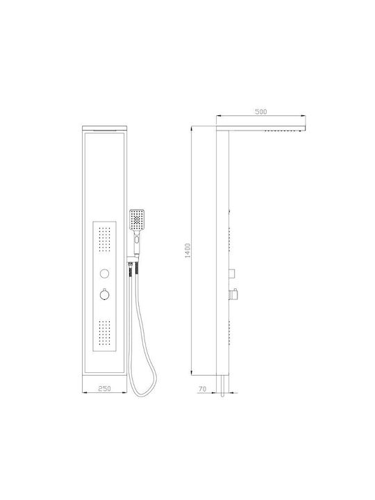 Karag Nios Στήλη Υδρομασάζ 140cm Μαύρη