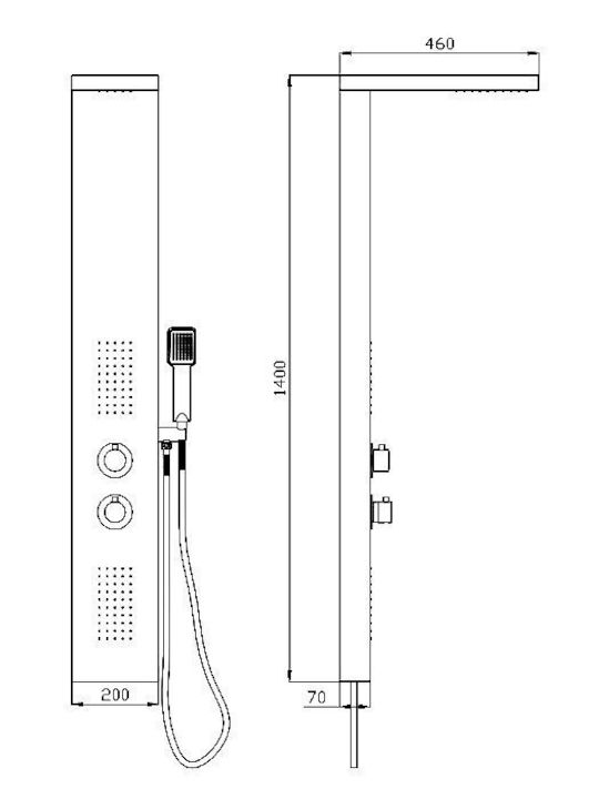 Karag Hydro-Massage-Säule 140cm Schwarz