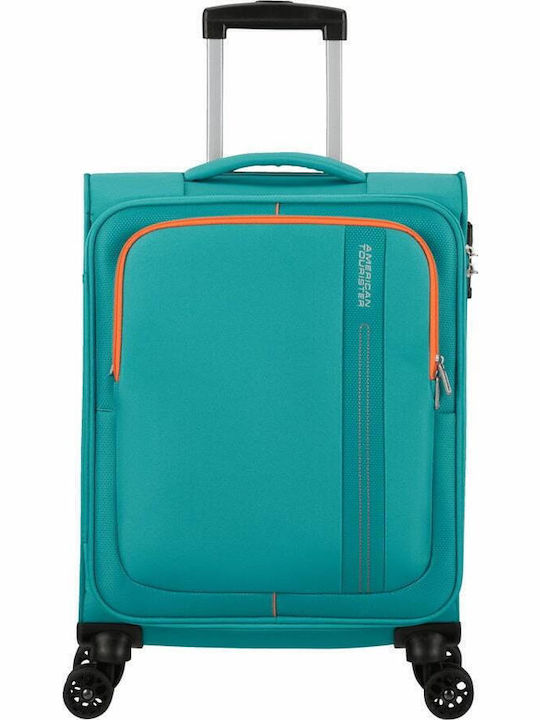 American Tourister Sea Seeker Cabin Travel Suitcase Fabric Aqua Green with 4 Wheels Height 55cm 146674-1013