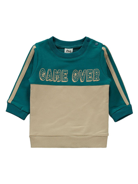 Baby GAME OVER overalls set green-beige for boys (6-24 months)