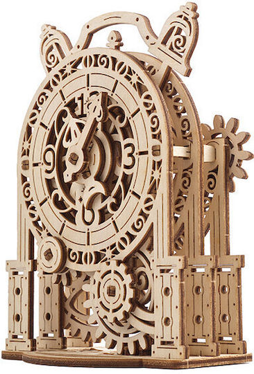 Ugears Tabletop Wooden Clock with Beige Alarm Clock 70163