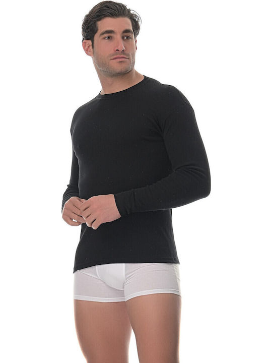 Men's Undershirt Long-sleeved in Black Color