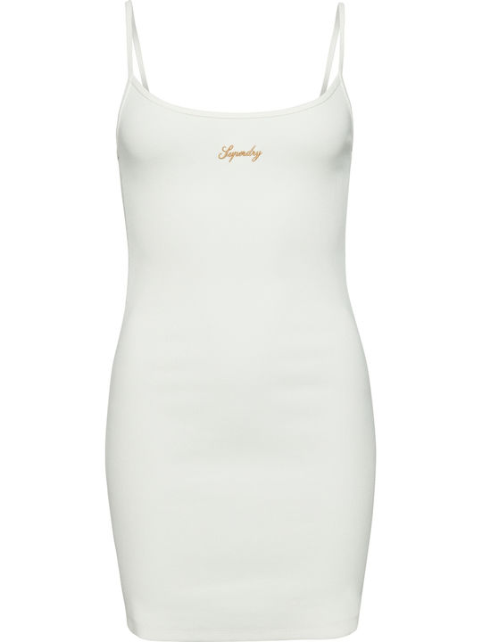 Strappy Summer Mini Athletic Dress with Spaghetti Straps White