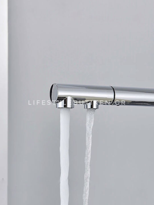 Stocco Kitchen Faucet Counter with Shower and Spiral Chrome