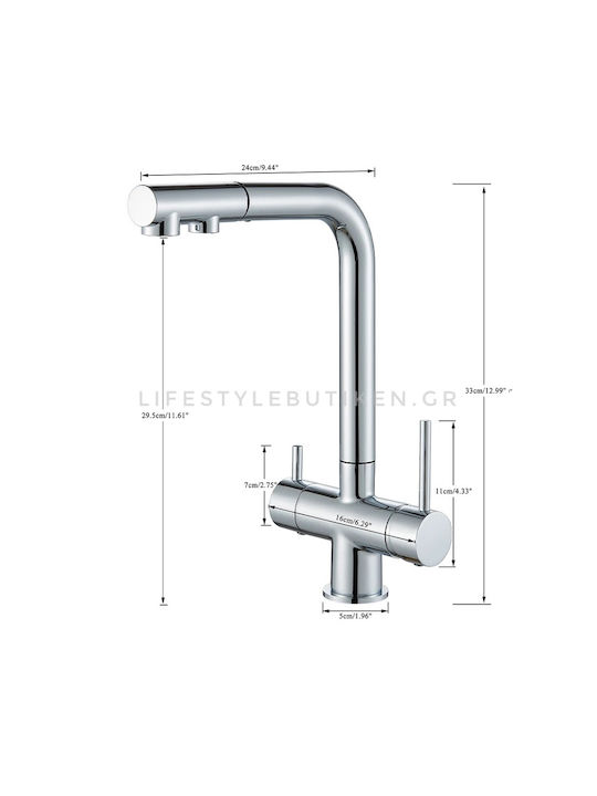 Stocco Kitchen Faucet Counter with Shower and Spiral Chrome