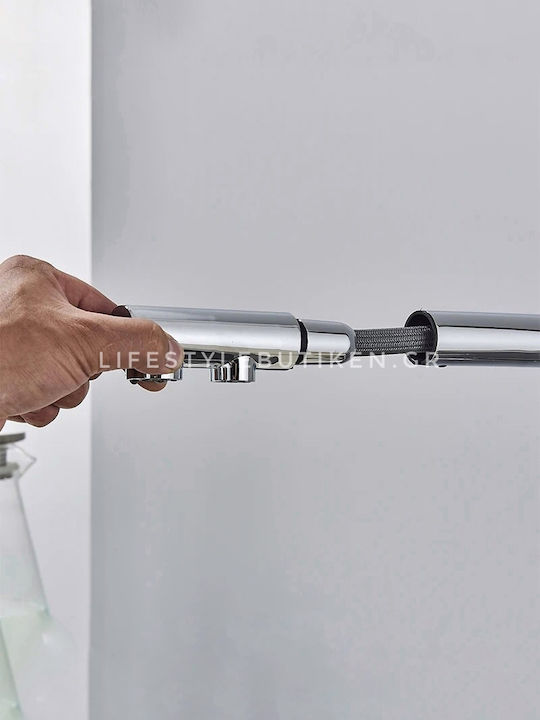 Stocco Kitchen Faucet Counter with Shower and Spiral Chrome