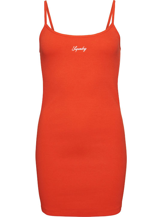 Strappy Summer Mini Athletic Dress with Spaghetti Strap Orange