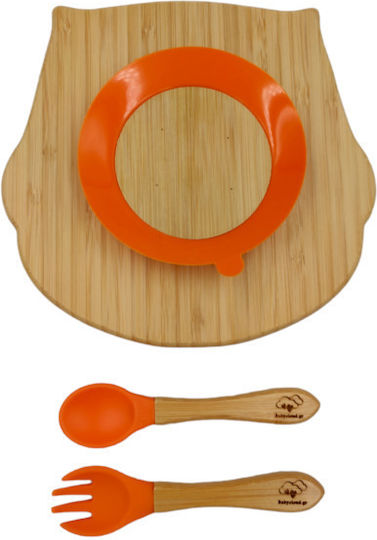 Baby Cloud Baby Food Container Set Owl made of Bamboo Orange 3pcs