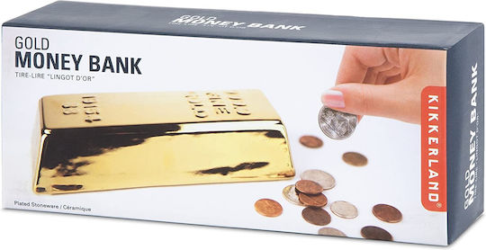 Kikkerland Gold Bar Money Box Ceramic Gold 19x8x5.5cm