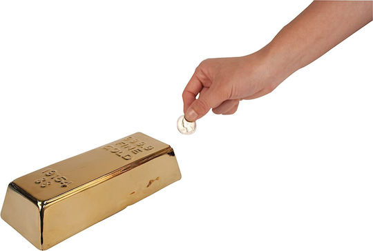 Kikkerland Gold Bar Money Box Ceramic Gold 19x8x5.5cm