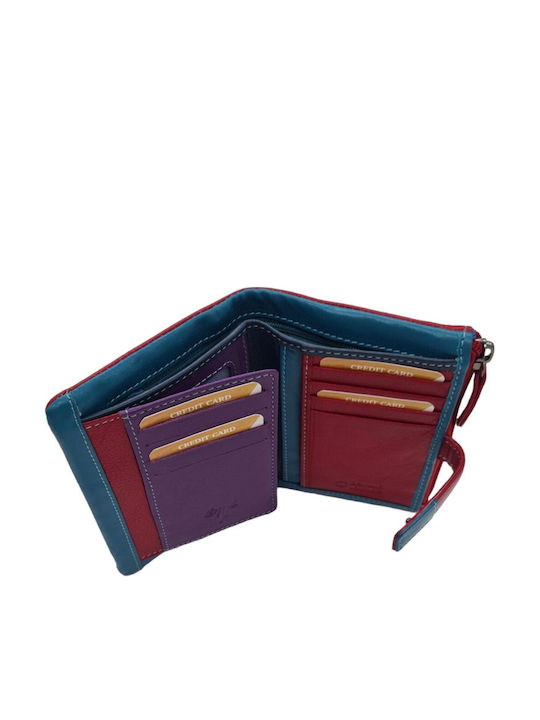 Large Leather Women's Wallet Classic Red/Petrol