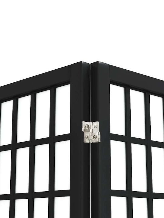 vidaXL Японски стил Декоративен Параван Платнен с 4 Панела Black 160x170см