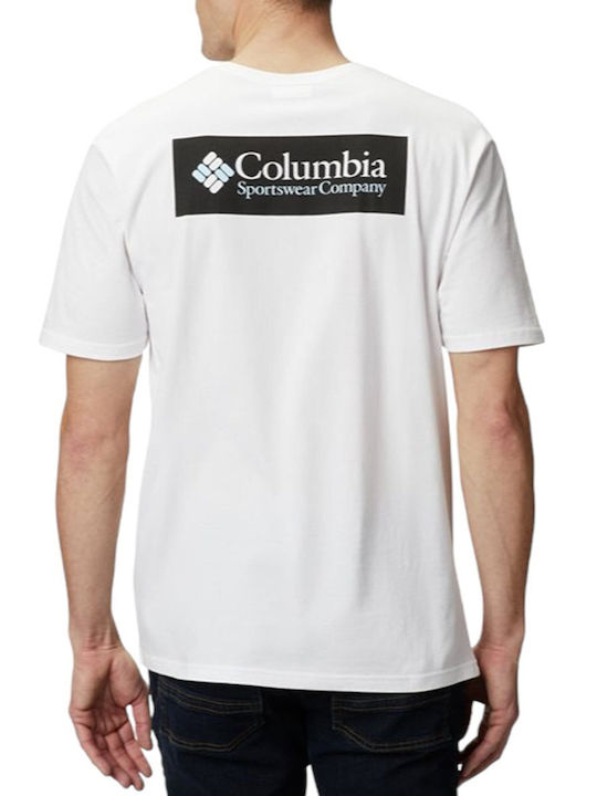 Columbia North Cascades T-shirt Bărbătesc cu Mânecă Scurtă Alb