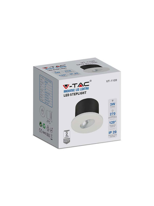 V-TAC Round Metallic Recessed Spot with Integrated LED and Warm White Light White 8x8cm. 1pcs