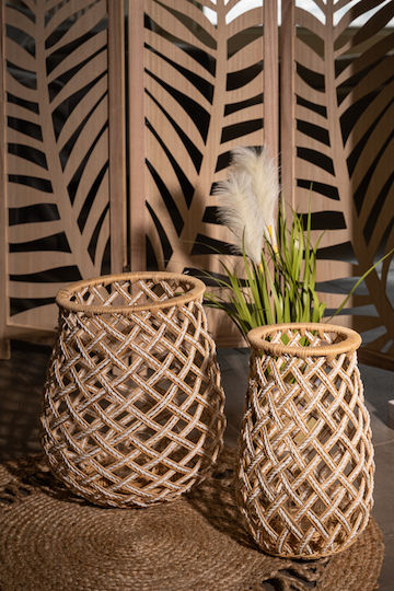 Kaemingk Floortop Bamboo Lanterns Set Beige 2pcs