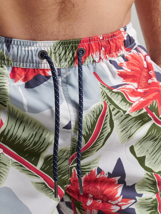 Hawaiian Men's Swimwear Shorts White Floral