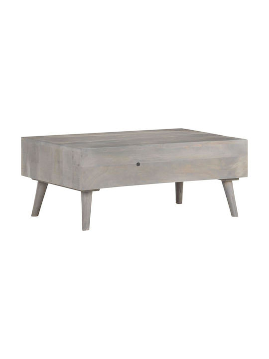 vidaXL Rechteckiges Zentral Kaffeetisch aus Massivholz mit Schubladen Beige M100xB60xH40cm