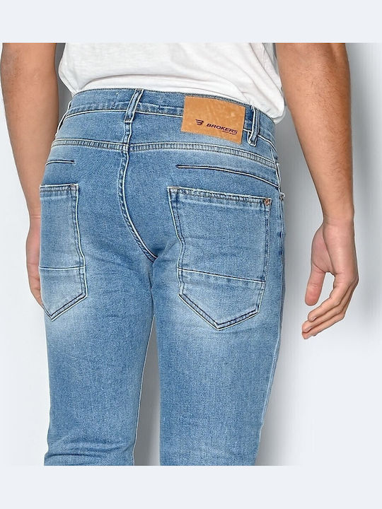 Men's Elastic Jeans Pants with Regular Fit Blue