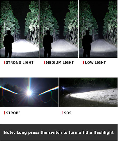 Superfire Lumină de lucru și de sit, cu baterie Lanternă LED IP34 cu Luminozitate Maximă 2000lm