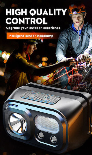 Superfire Wiederaufladbar Stirnlampe LED IP44 mit maximaler Helligkeit 220lm Schwarz