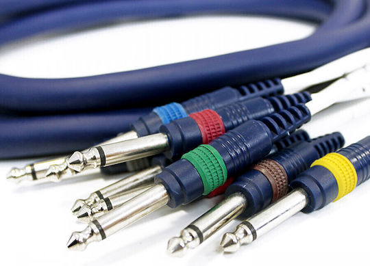 Cobra Cable 6.3mm male - 6.3mm male 6m Μπλε 8τμχ (57143)