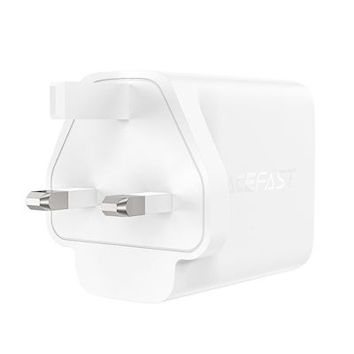 Acefast Încărcător Fără Cablu GaN cu Port USB-A și 2 Porturi USB-C 65W Livrarea energiei Albς (A44 UK Plug)