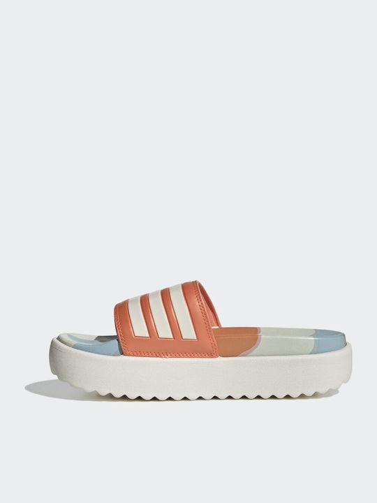 Adilette Women's Platform Slides Cloud White / Semi Coral