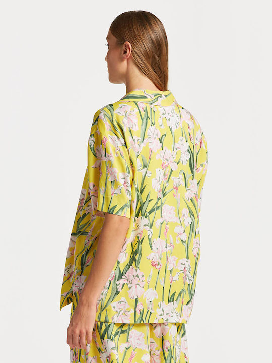 Gant Women's Floral Short Sleeve Shirt Yellow